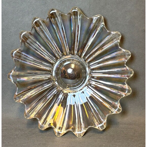 Vntg Iridescent Carnival Glass Federal Glass Shallow Bowl Celestial Serving Dish - Picture 1 of 7